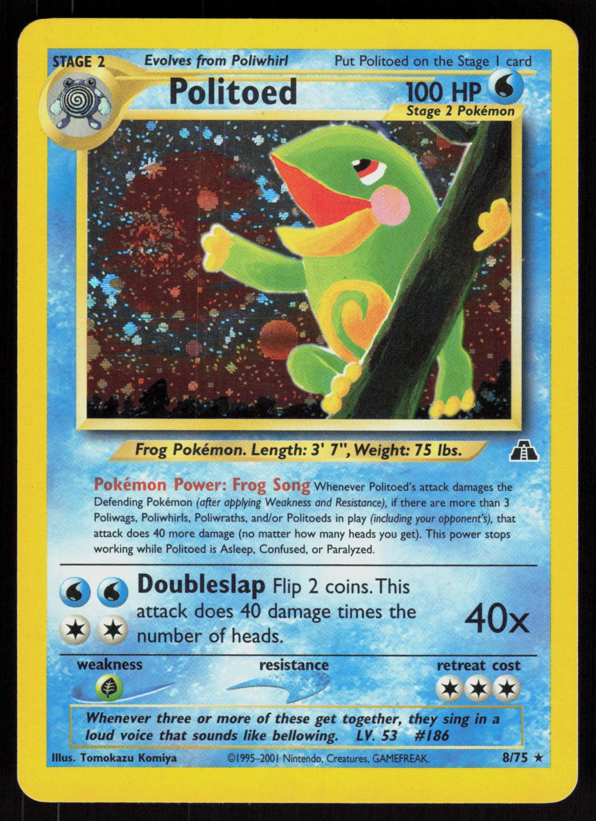 Pokemon Politoed 8/75 Neo Discovery Holo Rare Near Mint