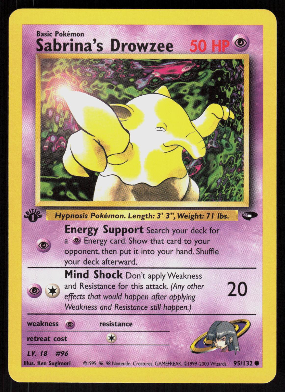 Pokemon Sabrina's Drowzee 95/132 Gym Challenge Common 1st Edition Near Mint