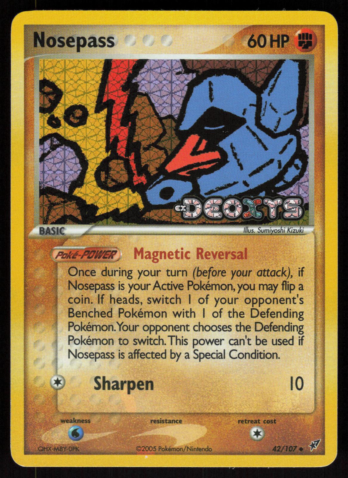 Pokemon Nosepass 42/107 Deoxys Uncommon Reverse Holo Near Mint