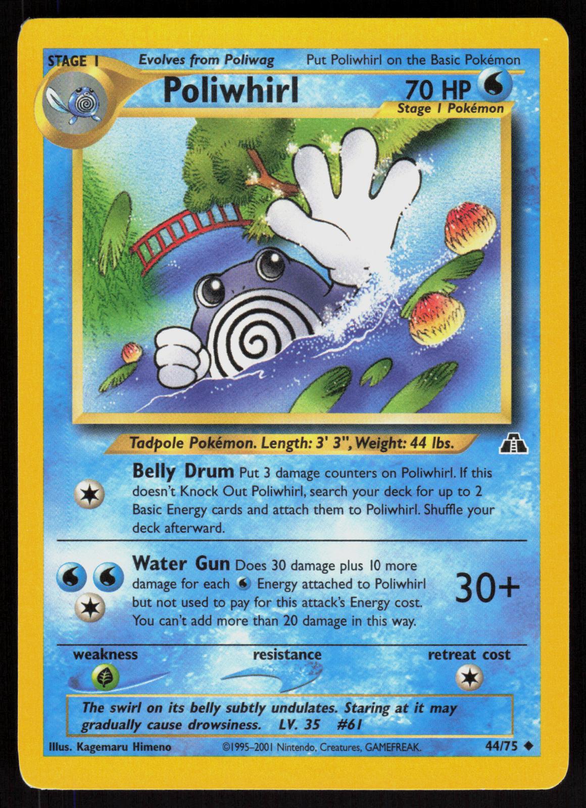 Pokemon Poliwhirl 44/75 Neo Discovery Uncommon Near Mint