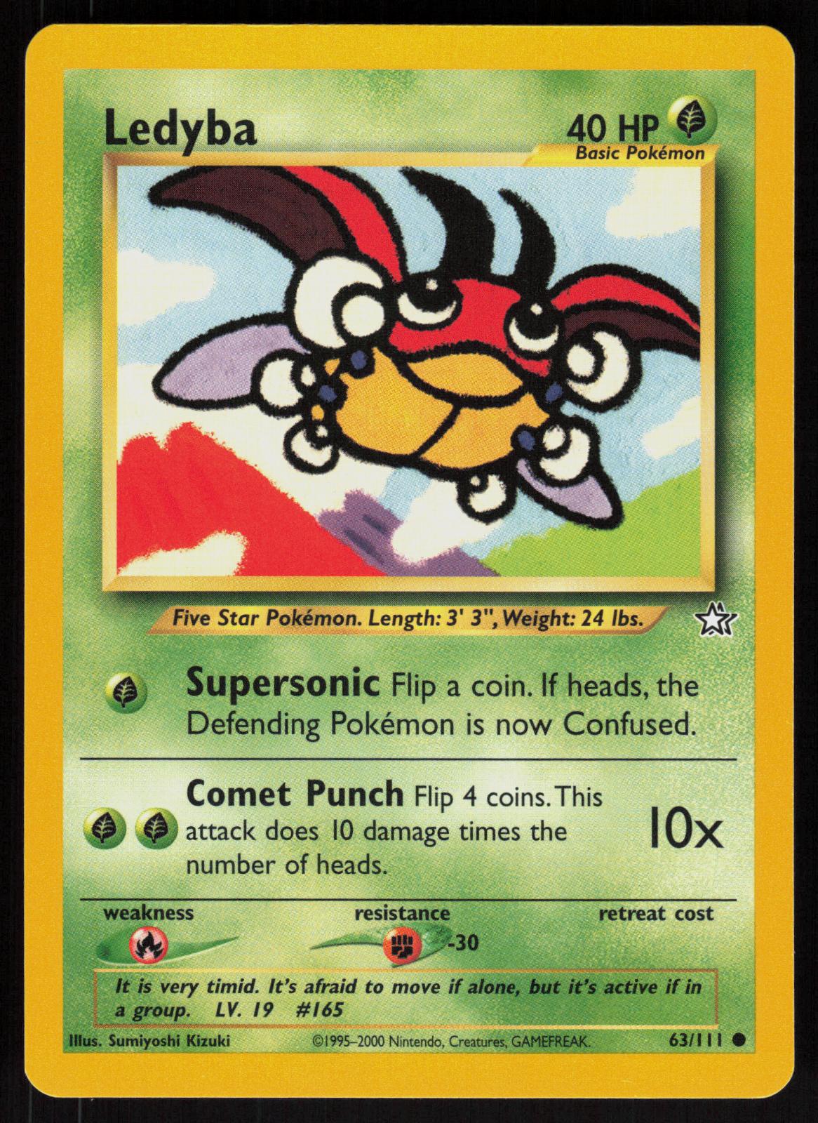 Pokemon Ledyba 63/111 Neo Genesis Common Near Mint