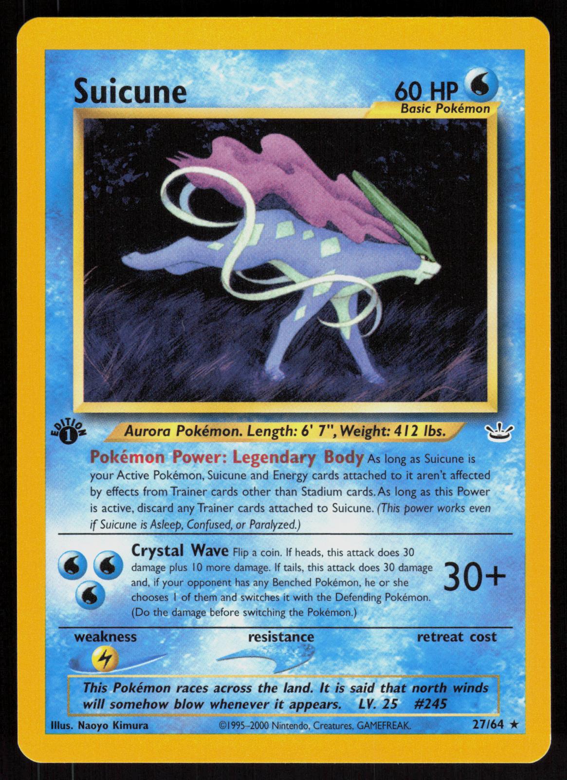 Pokemon Suicune 27/64 Neo Revelation Rare 1st Edition Near Mint