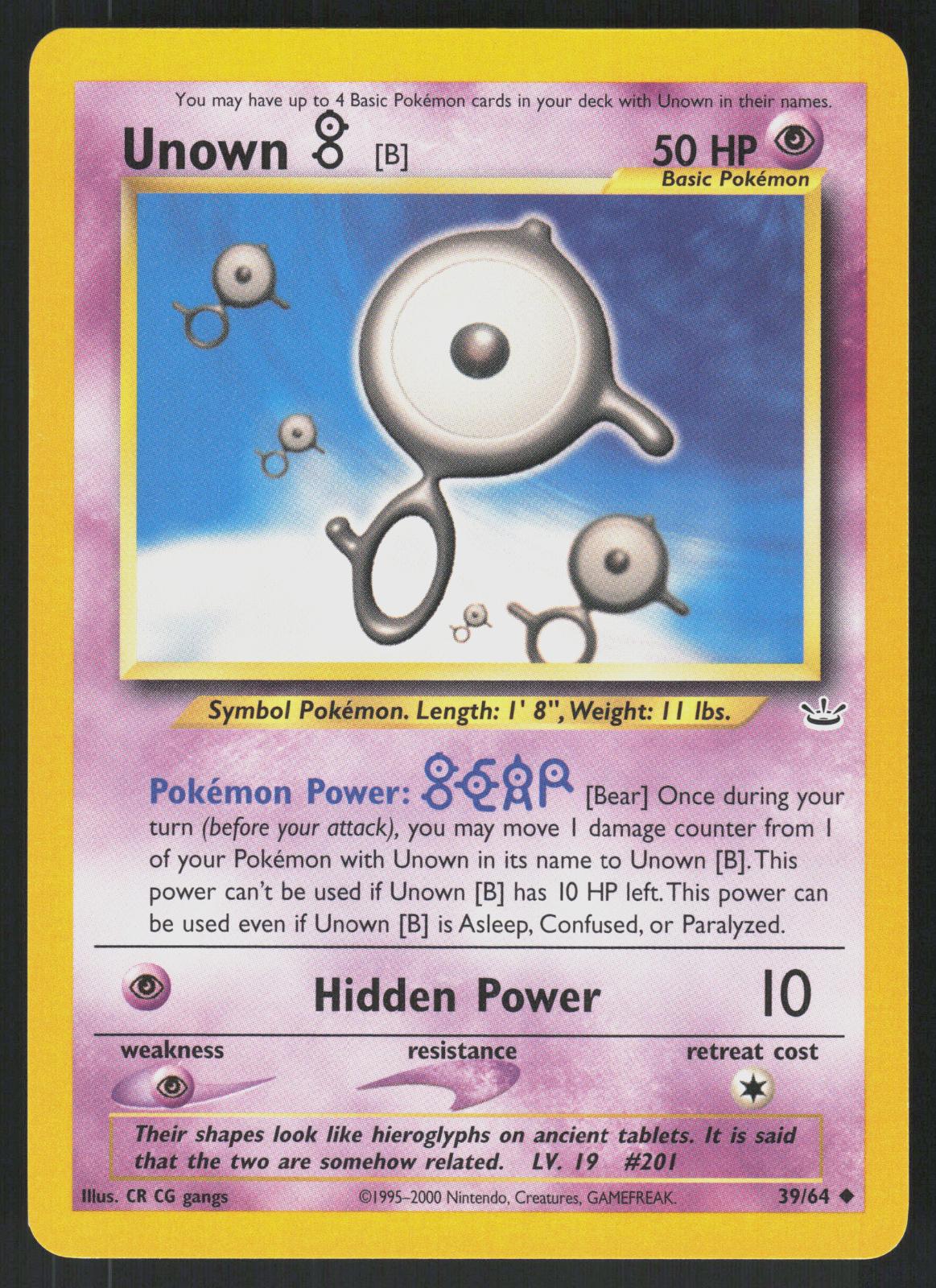 Pokemon Unown [B] 39/64 Neo Revelation Uncommon Near Mint