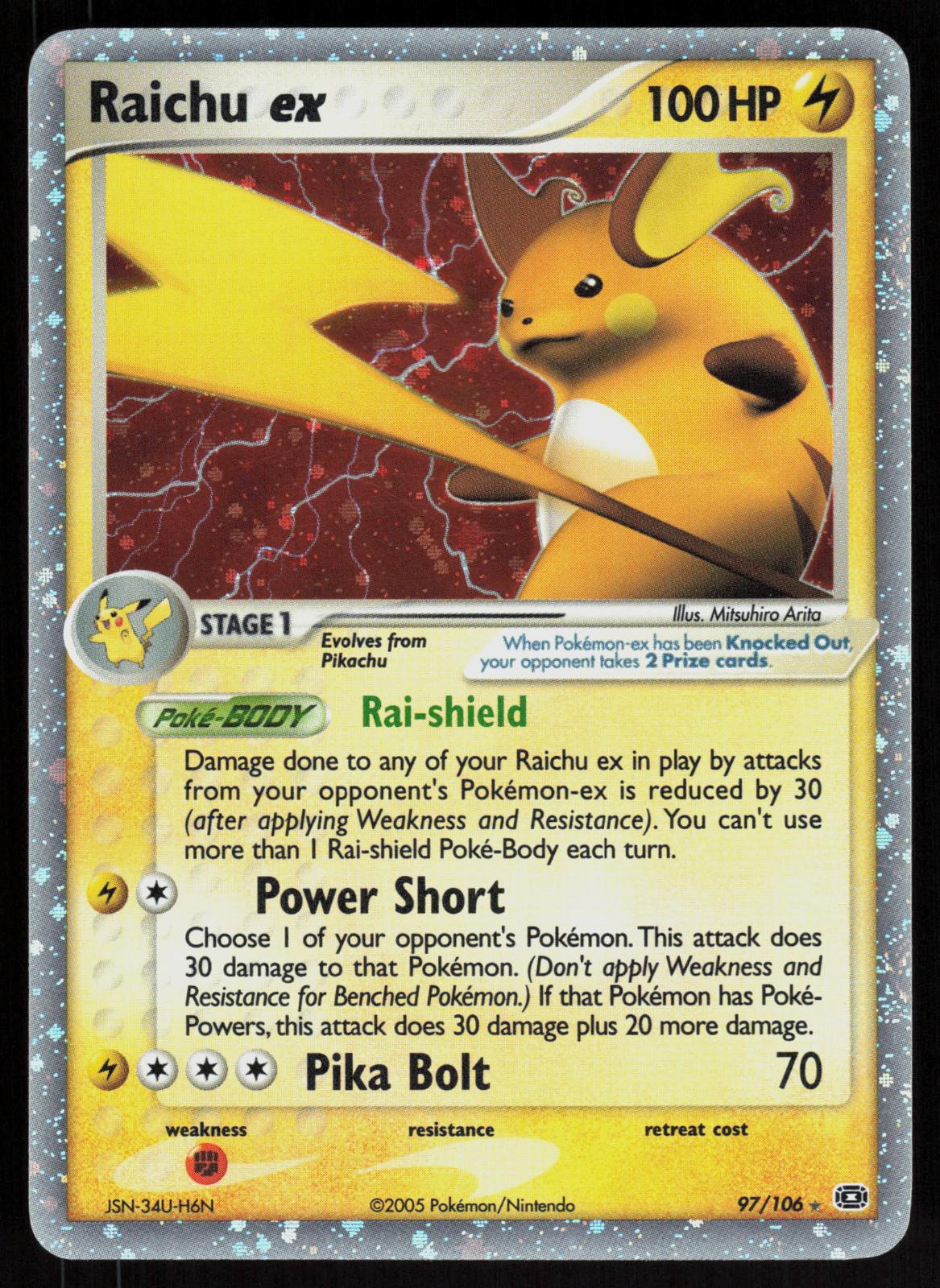 Pokemon Raichu ex 97/106 Emerald Holo EX Rare Lightly Played