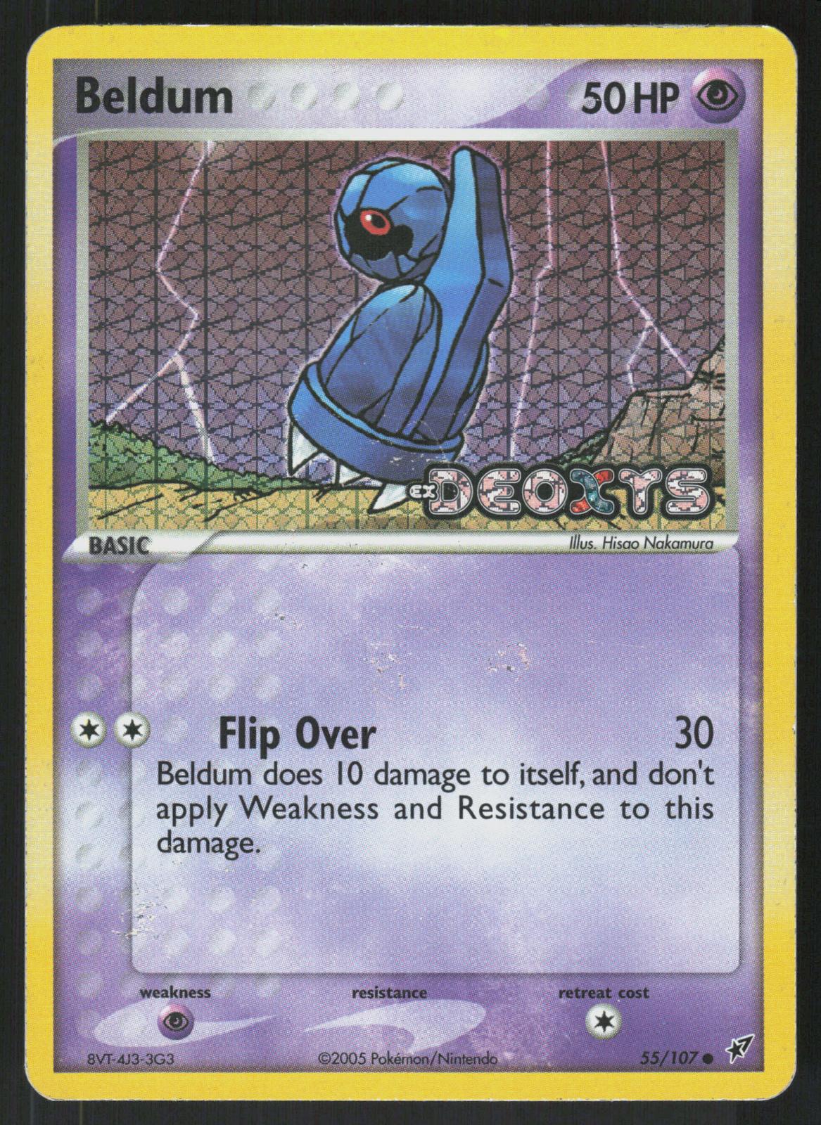 Pokemon Beldum 55/107 Deoxys Common Reverse Holo Moderately Played