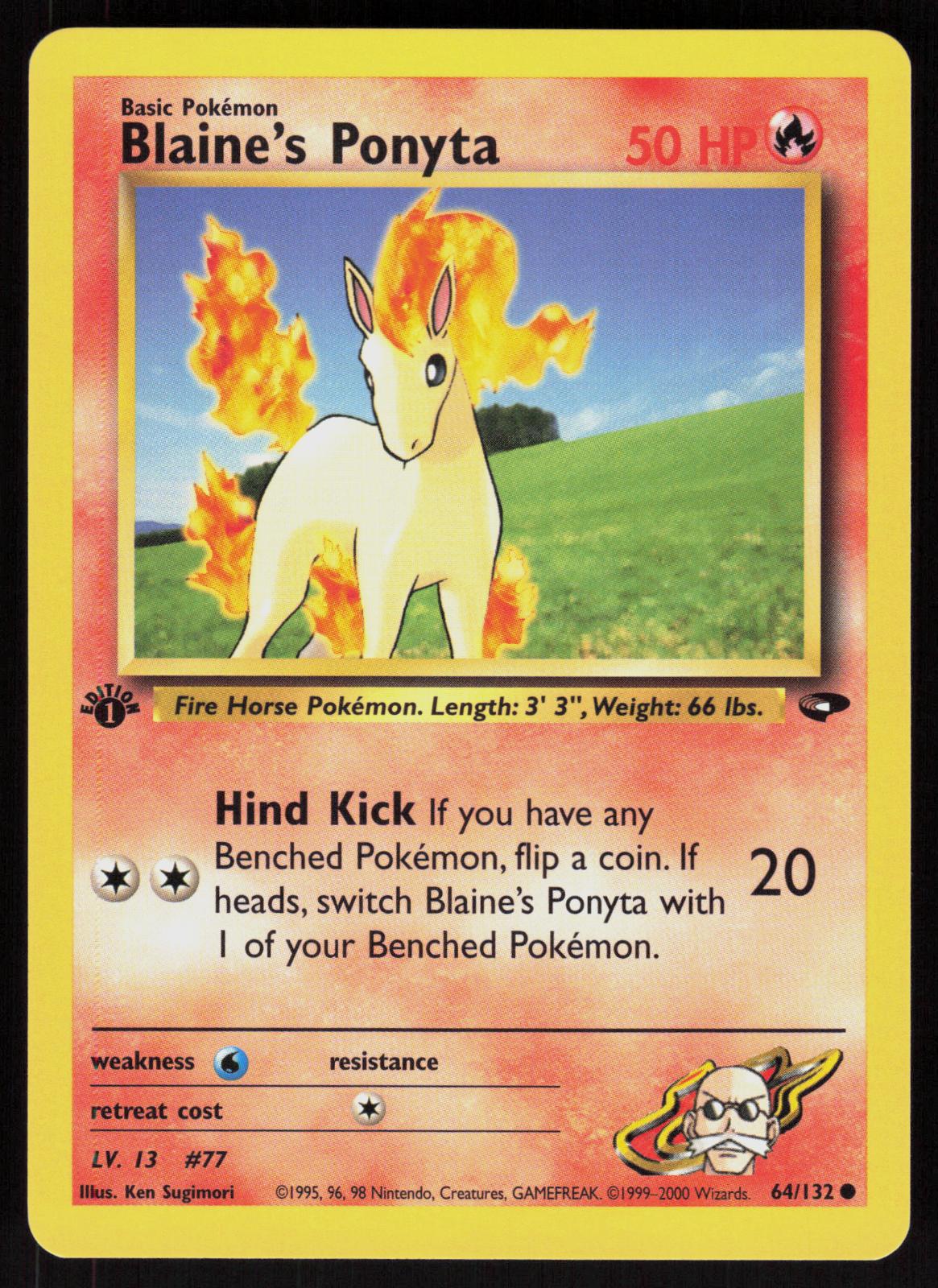 Pokemon Blaine's Ponyta 64/132 Gym Challenge Common 1st Edition Near Mint