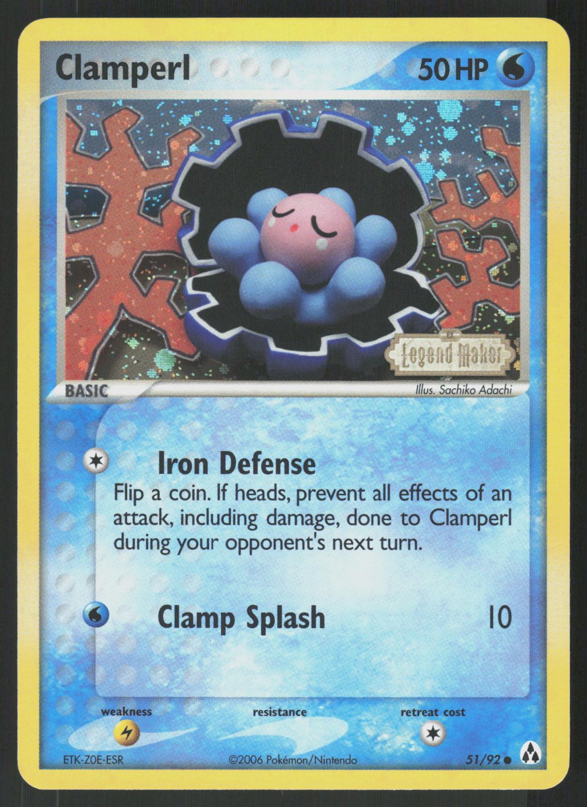 Pokemon Clamperl 51/92 Legend Maker Common Reverse Holo Near Mint