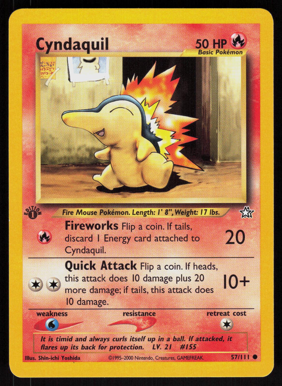 Pokemon Cyndaquil 57/111 Neo Genesis Common 1st Edition Near Mint
