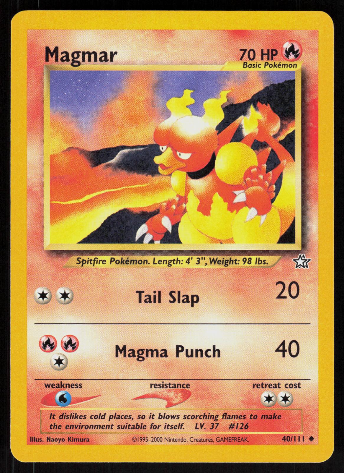 Pokemon Magmar 40/111 Neo Genesis Uncommon Near Mint