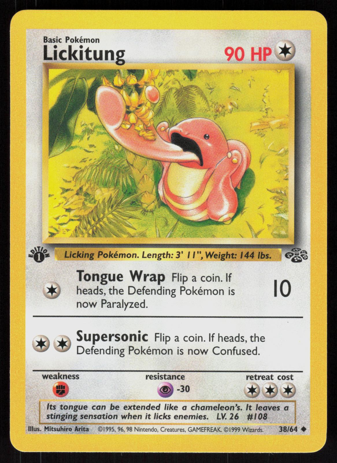 Pokemon Lickitung 38/64 Jungle Uncommon 1st Edition Near Mint