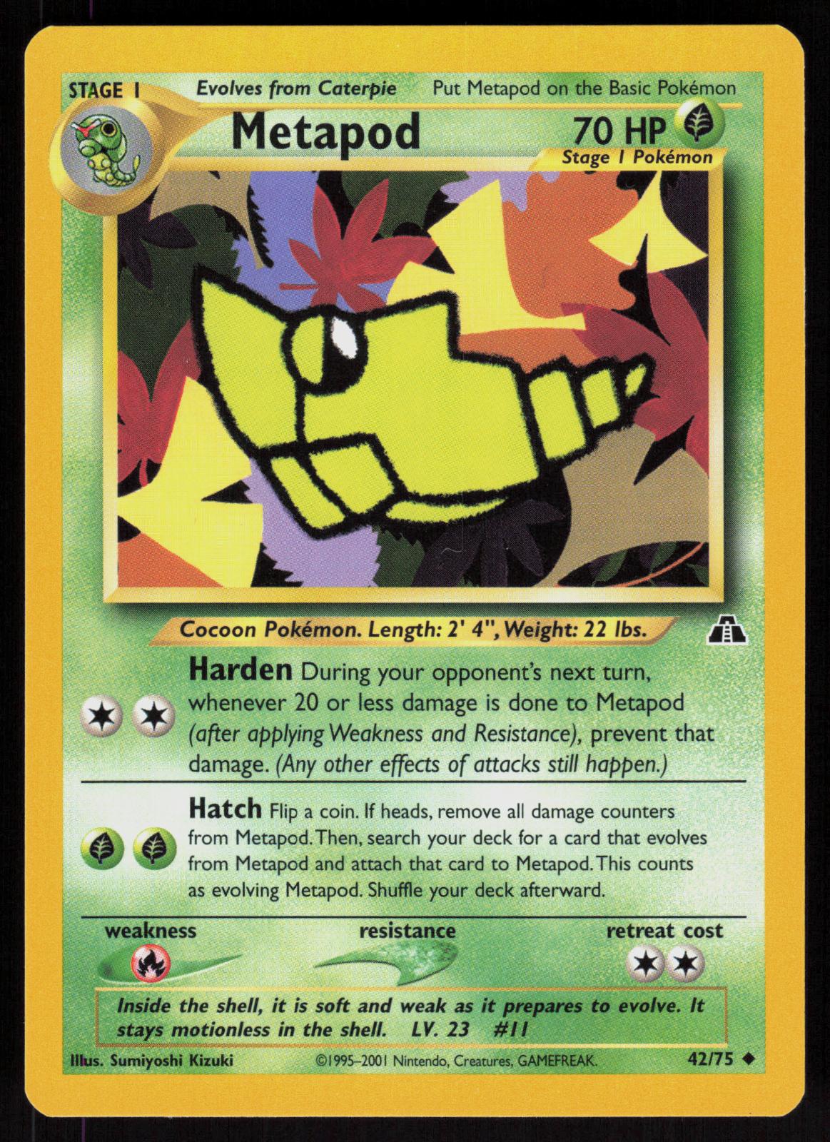 Pokemon Metapod 42/75 Neo Discovery Uncommon Near Mint