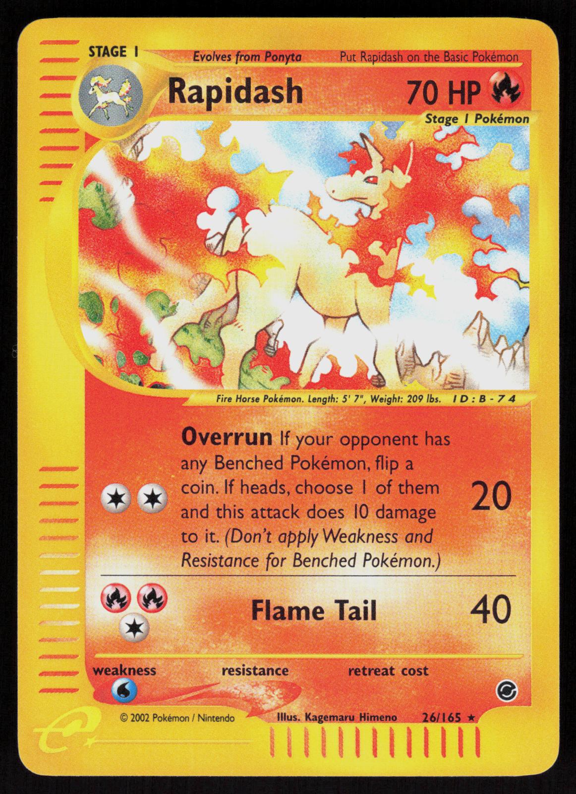 Pokemon Rapidash 26/165 Expedition Base Set Rare Reverse Holo Near Mint