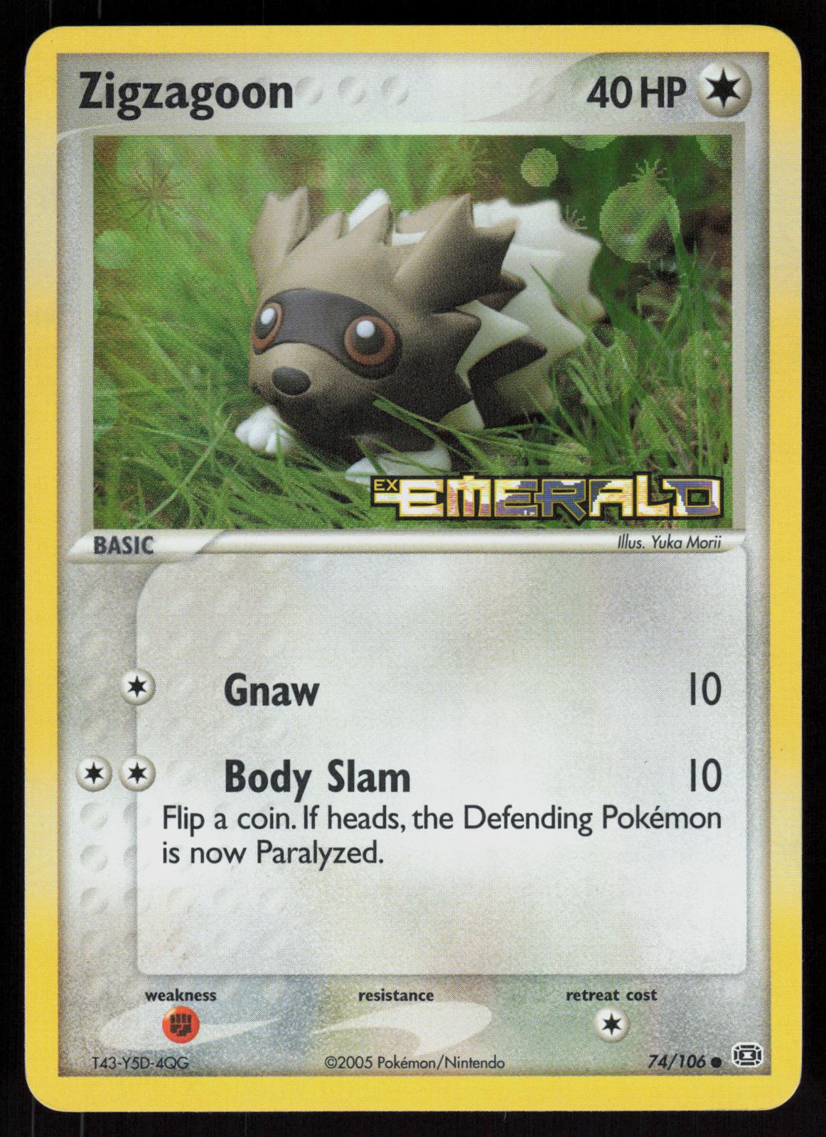 Pokemon Zigzagoon 74/106 Emerald Common Reverse Holo Near Mint