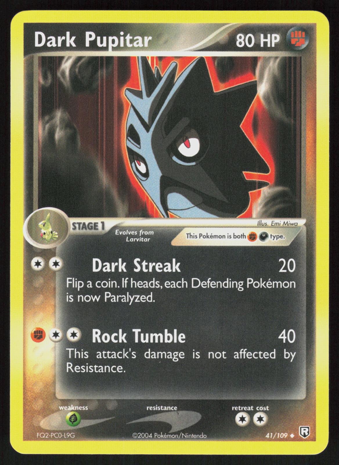 Pokemon Dark Pupitar 41/109 Team Rocket Returns Uncommon Near Mint