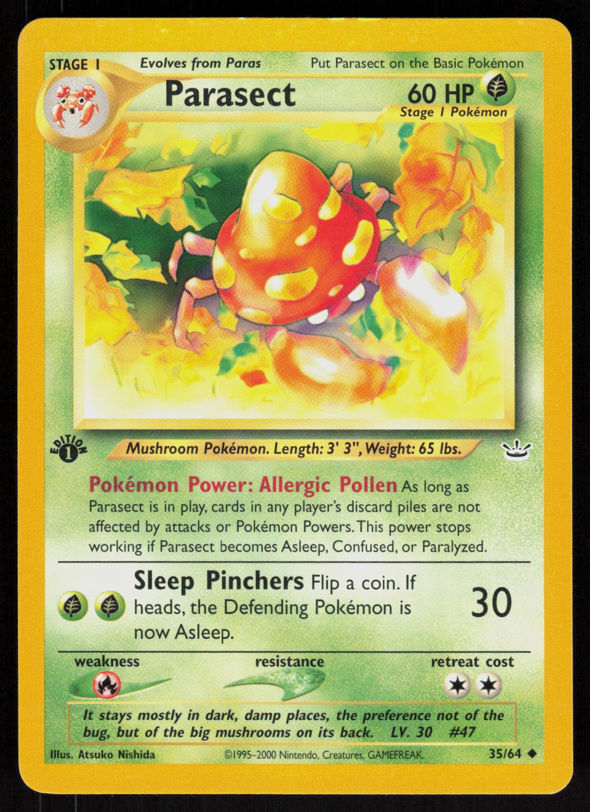 Pokemon Parasect 35/64 Neo Revelation Uncommon 1st Edition Near Mint