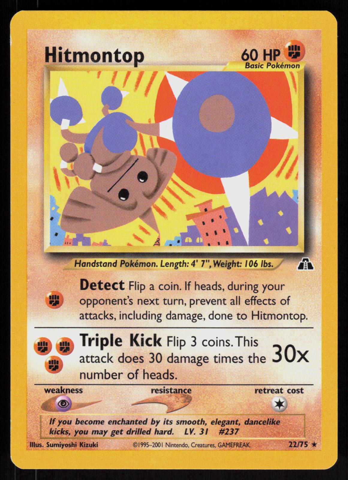 Pokemon Hitmontop 22/75 Neo Discovery Rare Near Mint