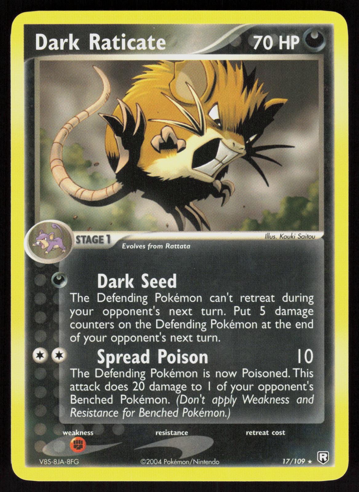 Pokemon Dark Raticate 17/109 Team Rocket Returns Rare Near Mint