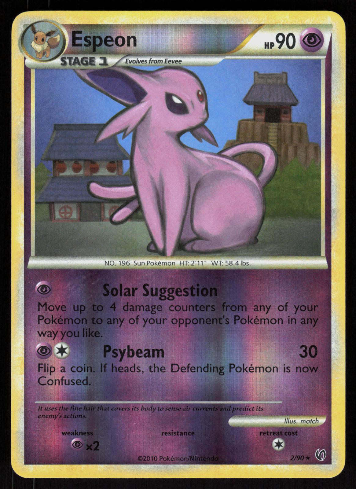 Pokemon Espeon 2/90 HGSS Undaunted Holo Rare Reverse Holo Lightly Played