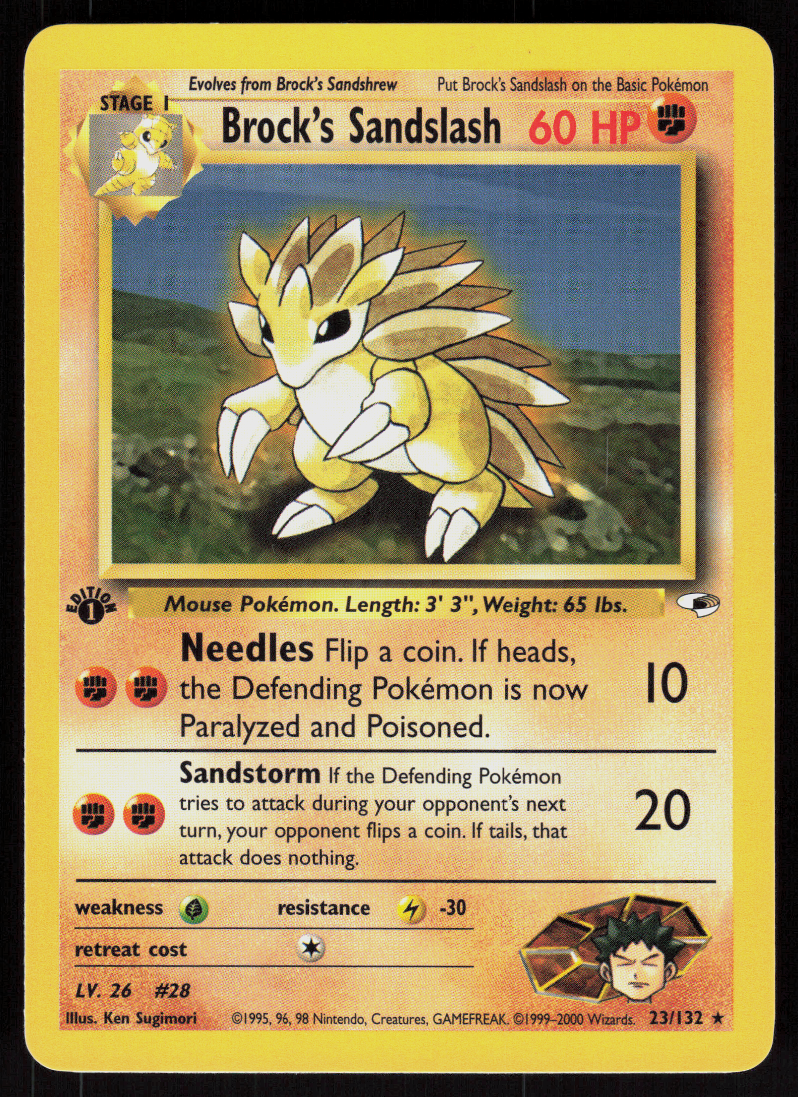 Pokemon Brock's Sandslash 23/132 Gym Heroes Rare 1st Edition Near Mint
