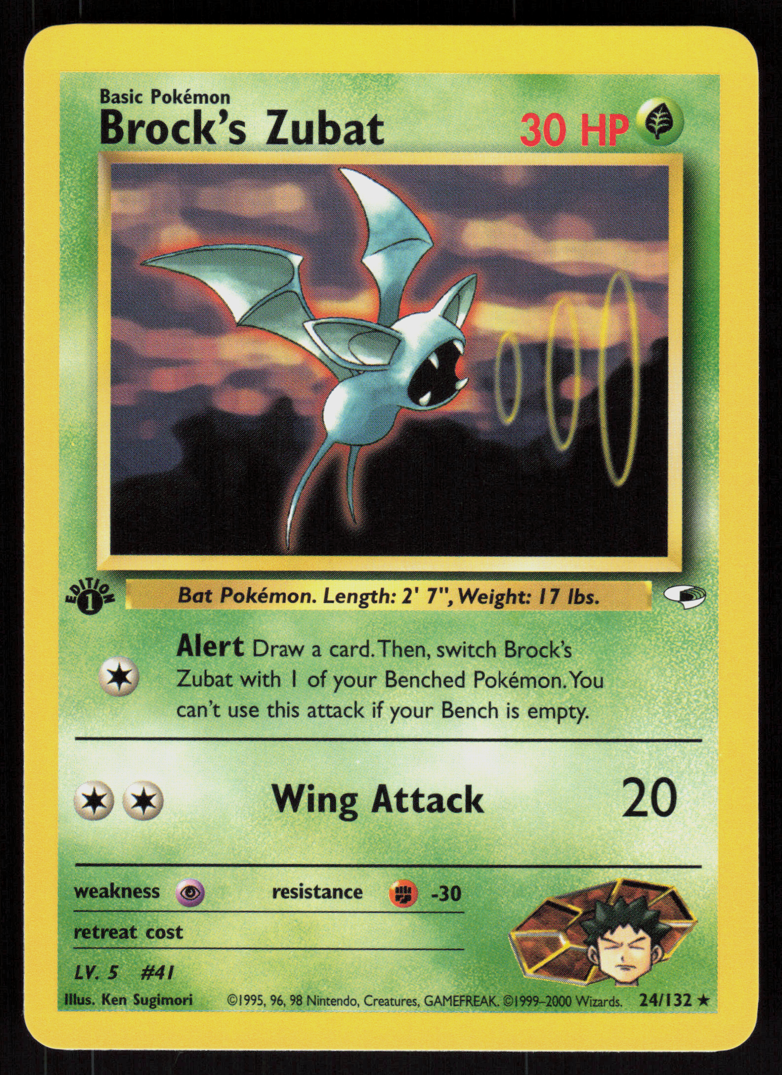 Pokemon Brock's Zubat 24/132 Gym Heroes Rare 1st Edition Near Mint