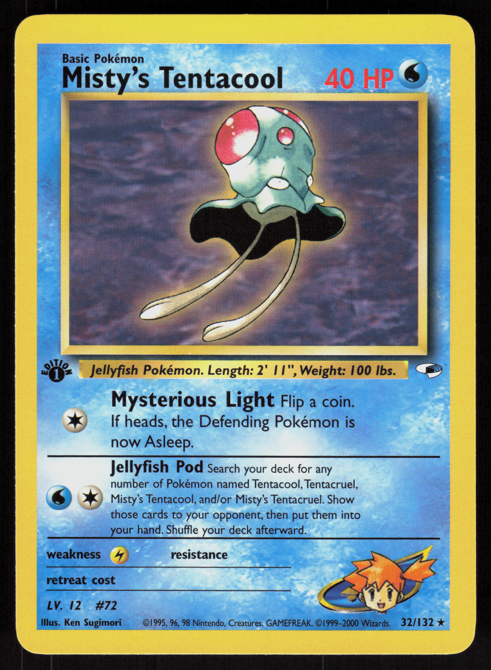 Pokemon Misty's Tentacool 32/132 Gym Heroes Rare 1st Edition Near Mint