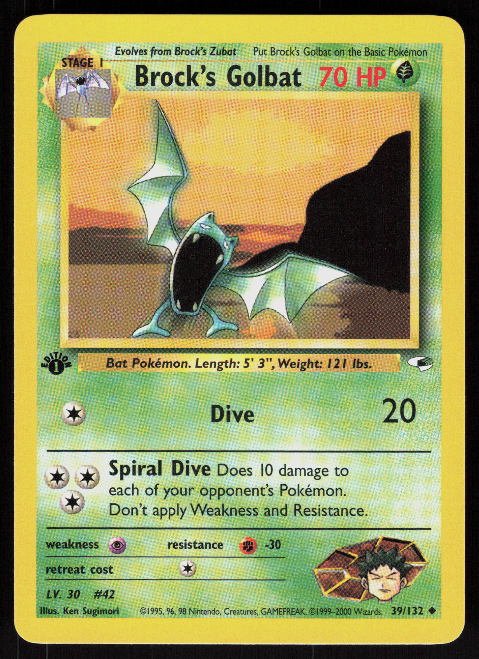 Pokemon Brock's Golbat 39/132 Gym Heroes Uncommon 1st Edition Near Mint