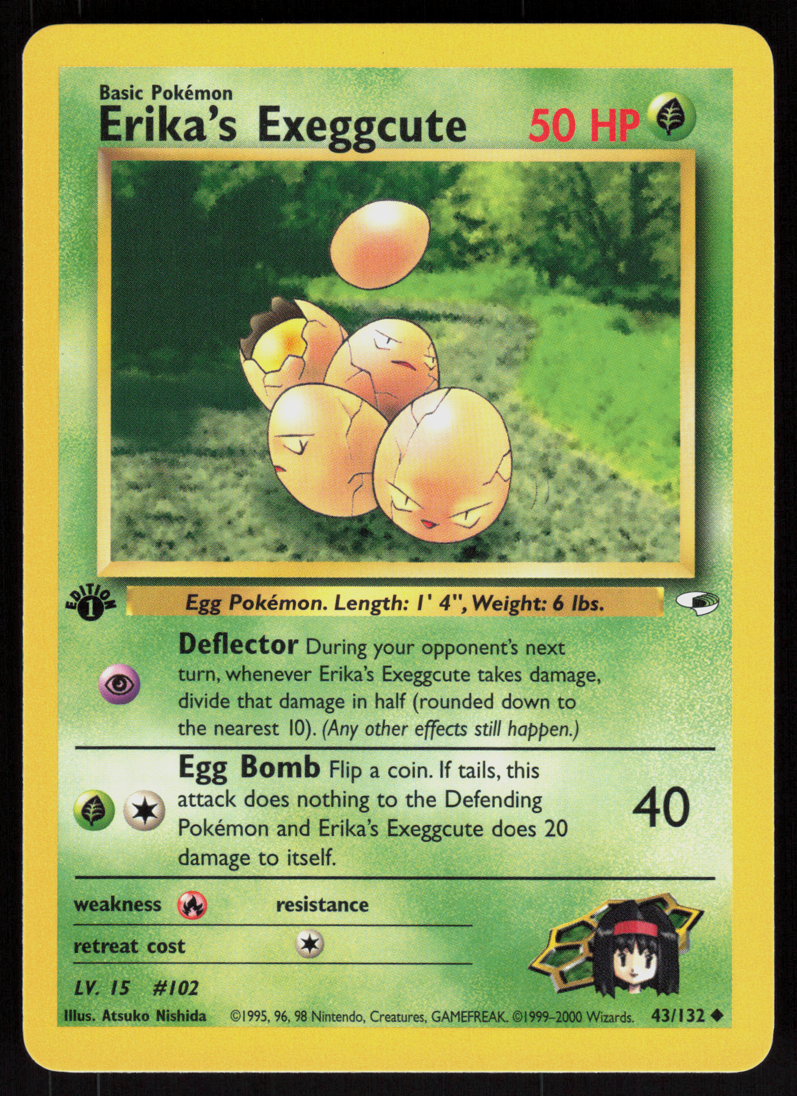 Pokemon Erika's Exeggcute 43/132 Gym Heroes Uncommon 1st Edition Near Mint