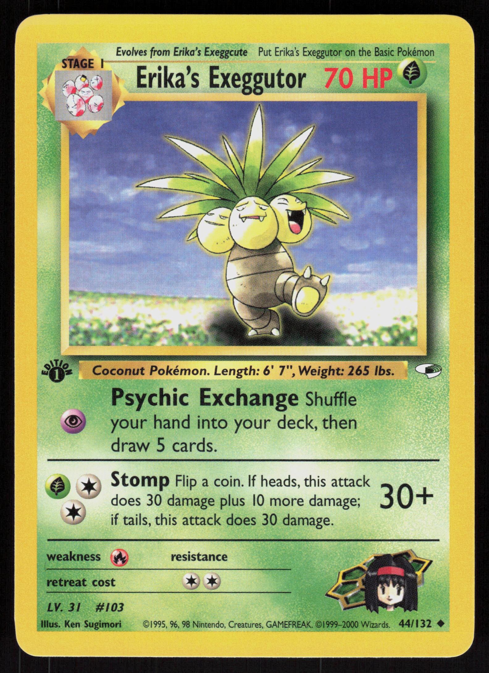 Pokemon Erika's Exeggutor 44/132 Gym Heroes Uncommon 1st Edition Near Mint