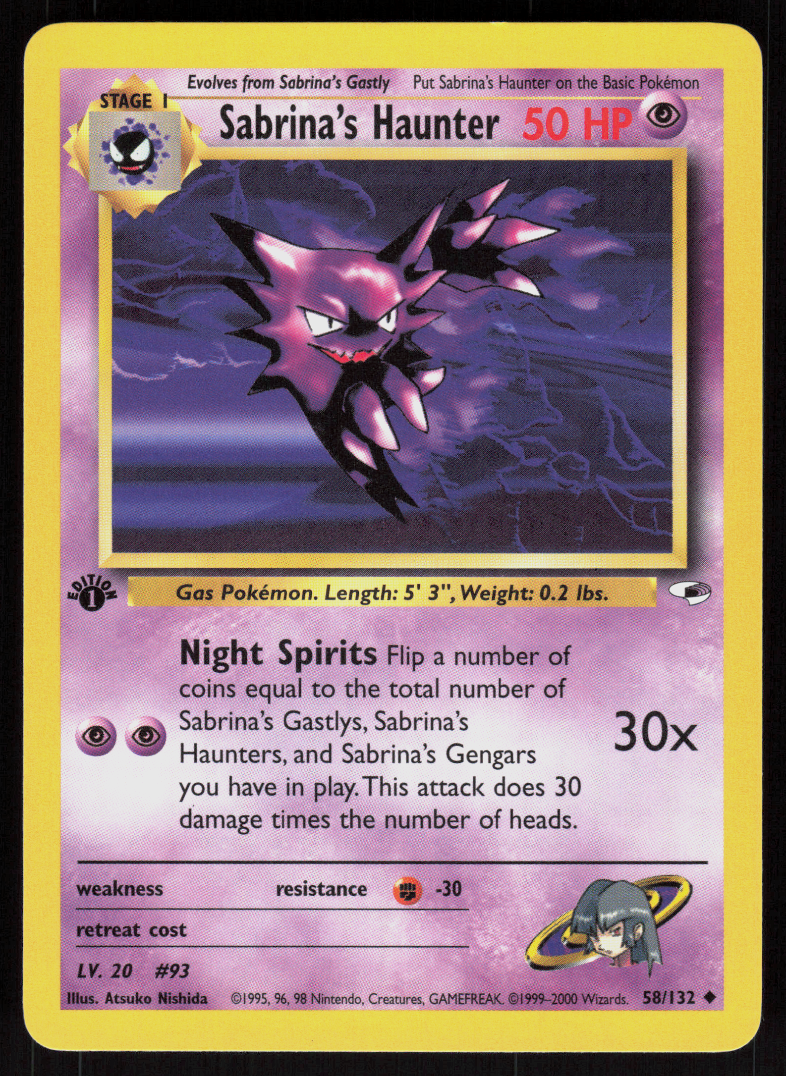 Pokemon Sabrina's Haunter 58/132 Gym Heroes Uncommon 1st Edition Near Mint