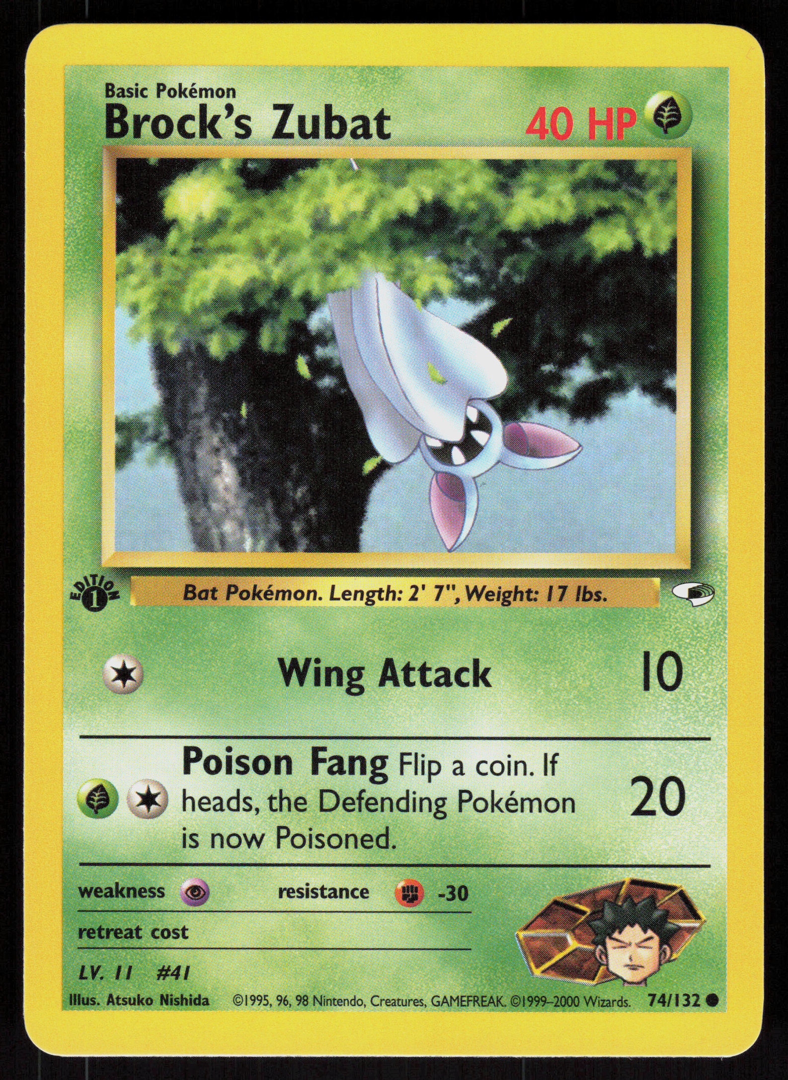 Pokemon Brock's Zubat 74/132 Gym Heroes Common 1st Edition Near Mint