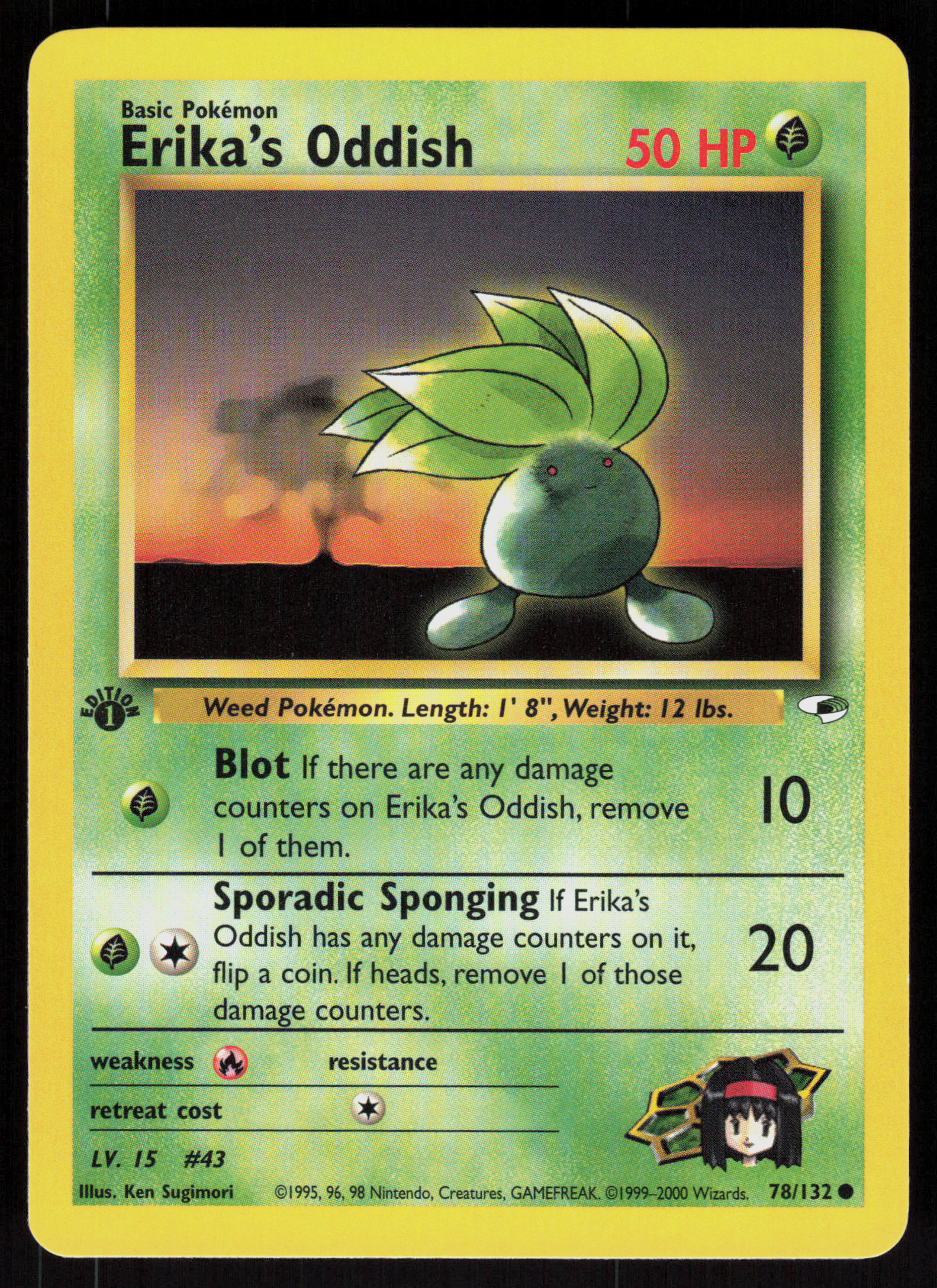 Pokemon Erika's Oddish 78/132 Gym Heroes Common 1st Edition Near Mint