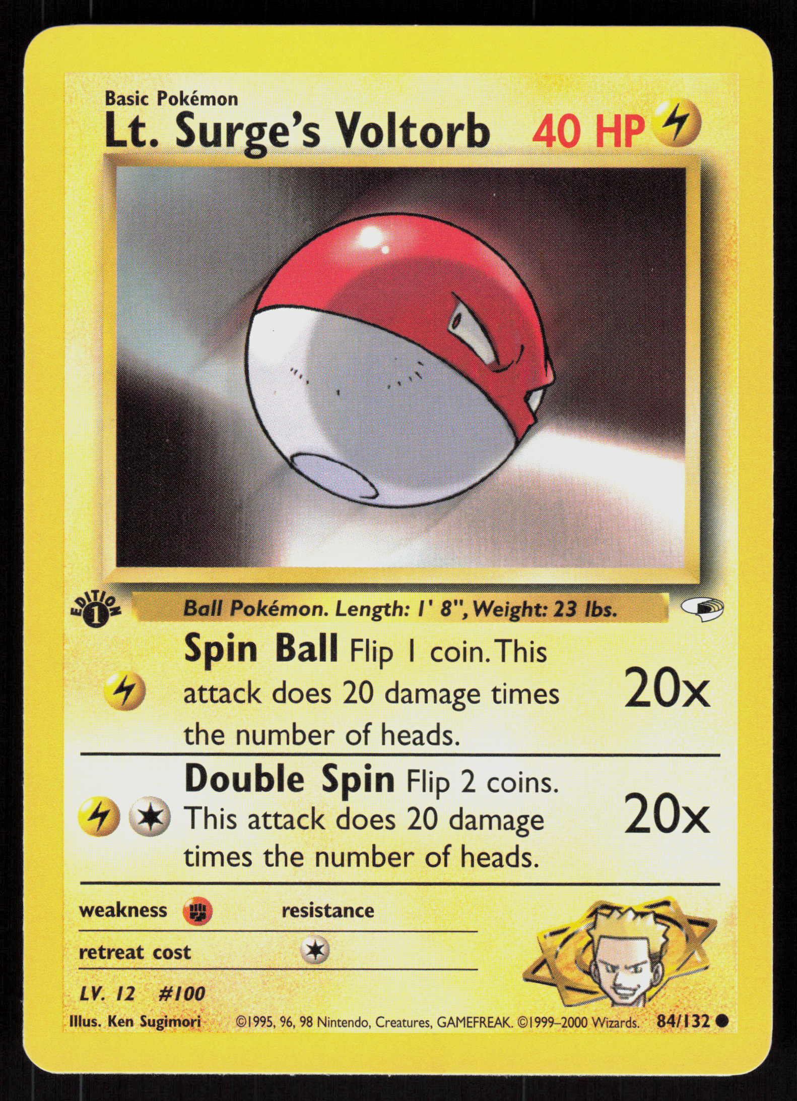 Pokemon Lt. Surge's Voltorb 84/132 Gym Heroes Common 1st Edition Near Mint