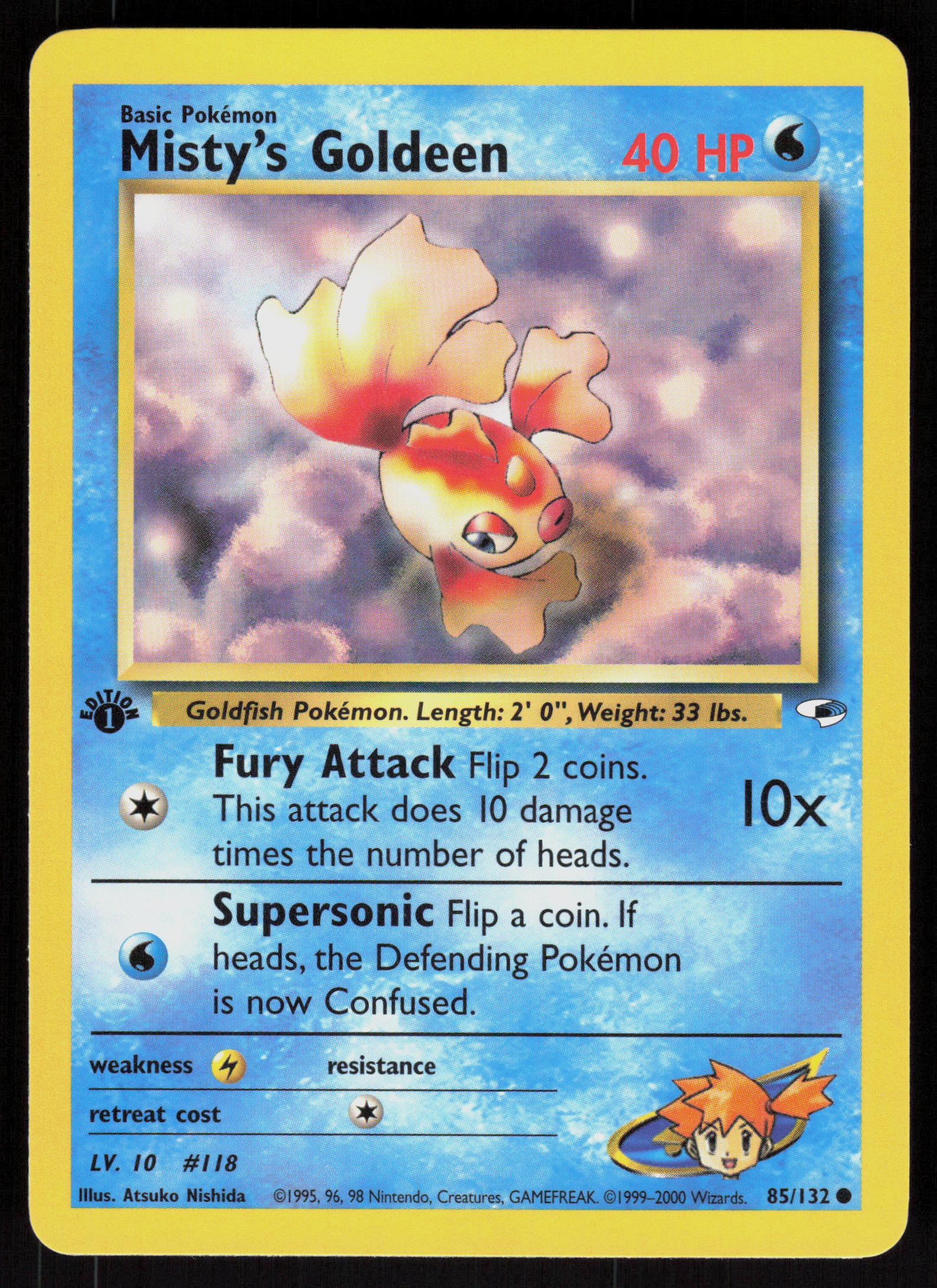 Pokemon Misty's Goldeen 85/132 Gym Heroes Common 1st Edition Near Mint