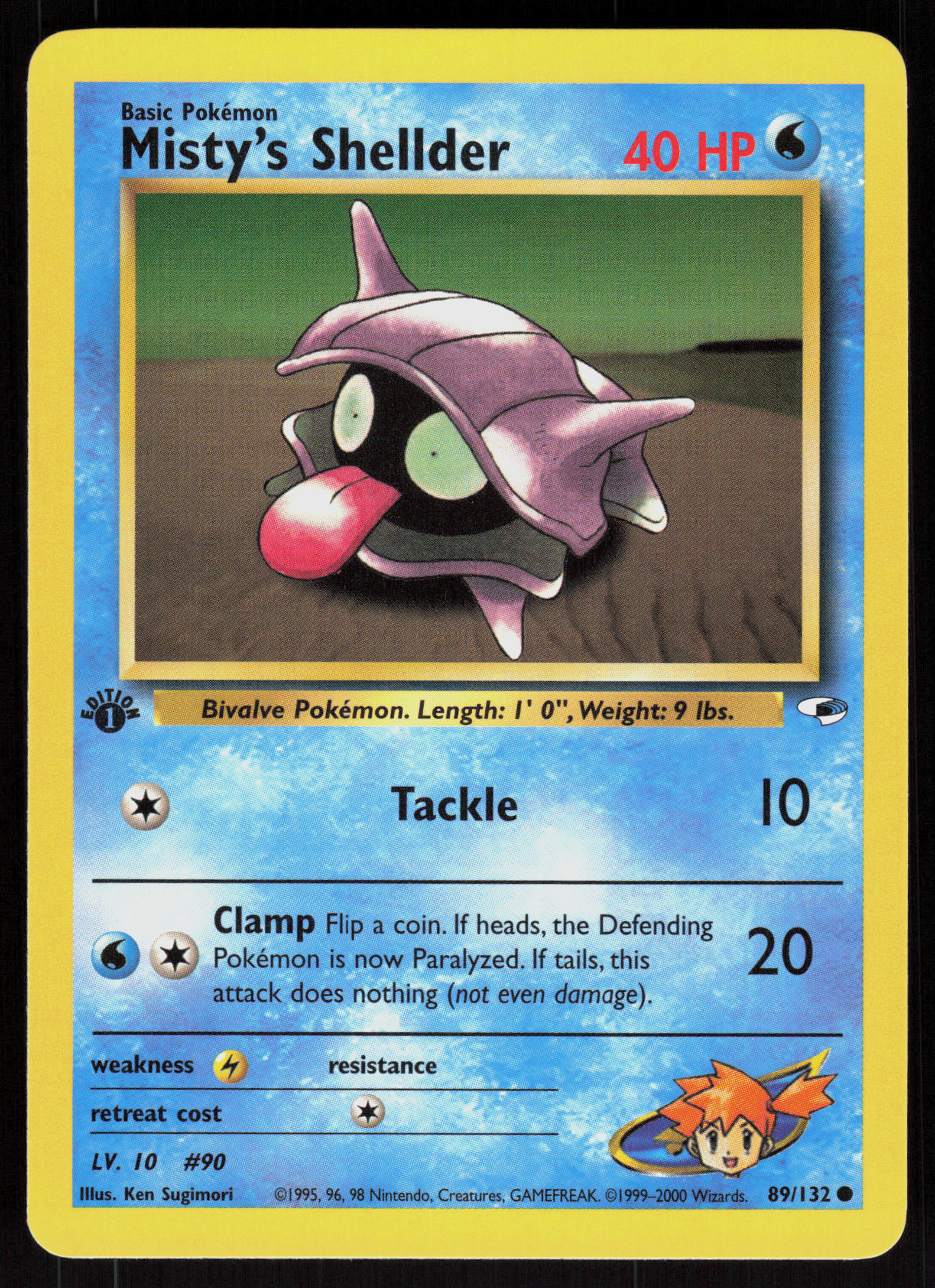 Pokemon Misty's Shellder 89/132 Gym Heroes Common 1st Edition Near Mint