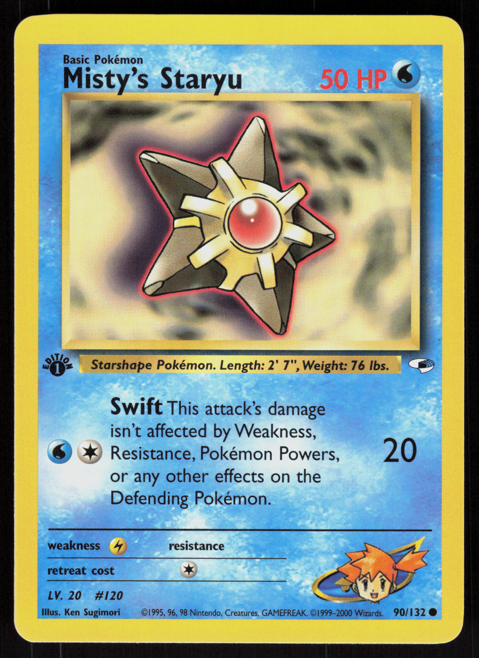 Pokemon Misty's Staryu 90/132 Gym Heroes Common 1st Edition Near Mint