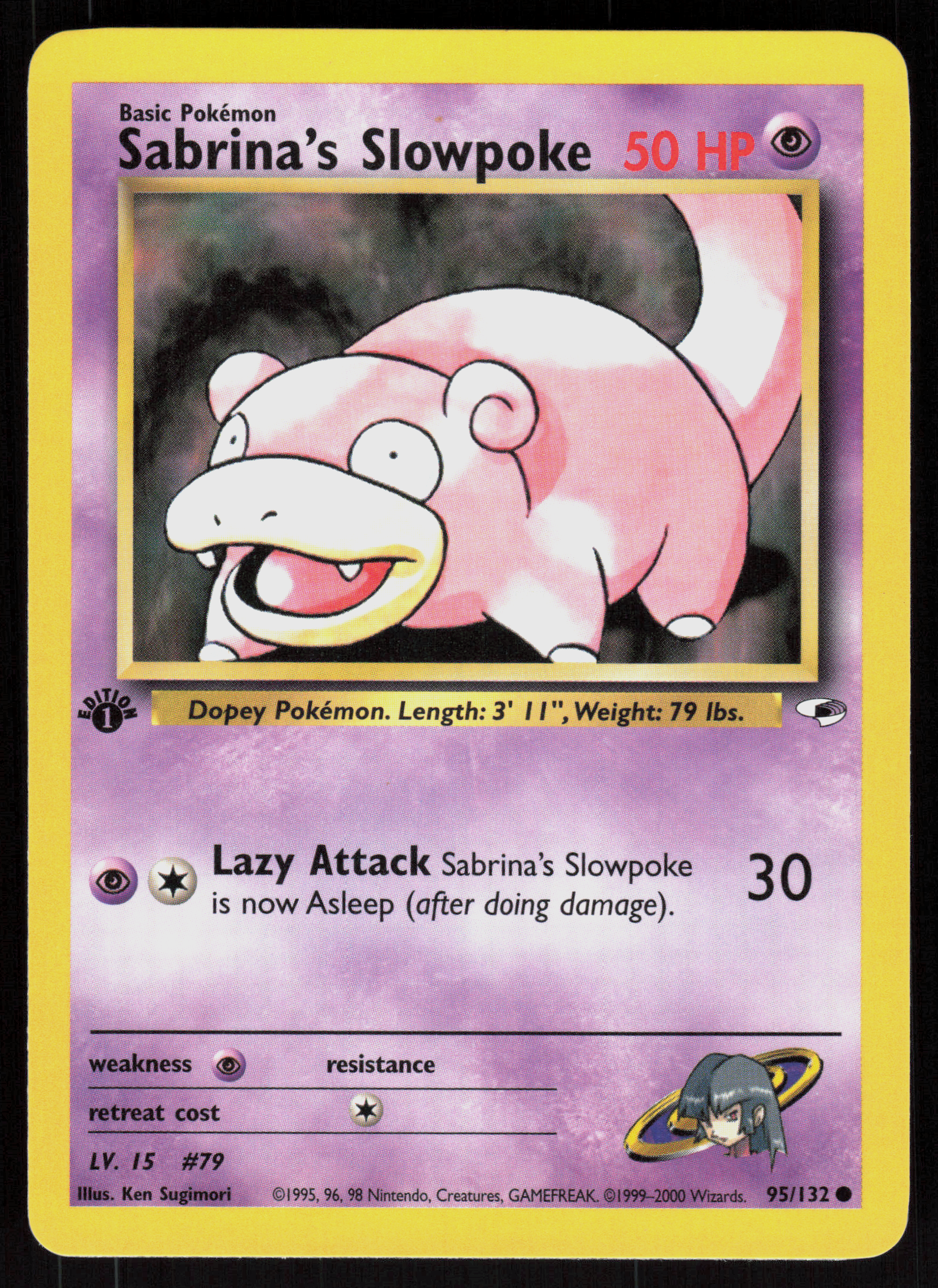 Pokemon Sabrina's Slowpoke 95/132 Gym Heroes Common 1st Edition Near Mint