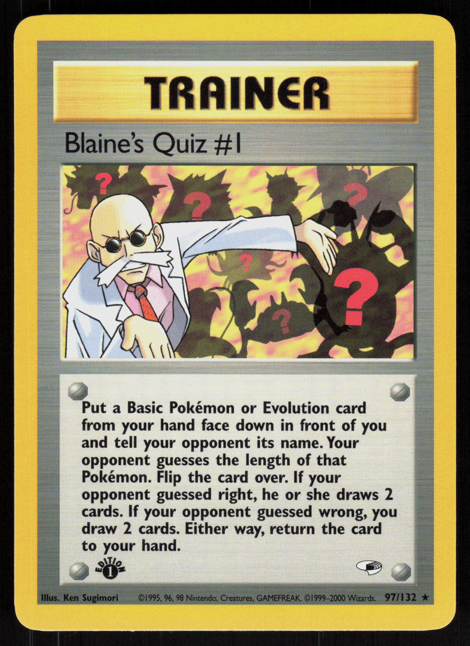 Pokemon Blaine's Quiz #1 97/132 Gym Heroes Rare 1st Edition Near Mint