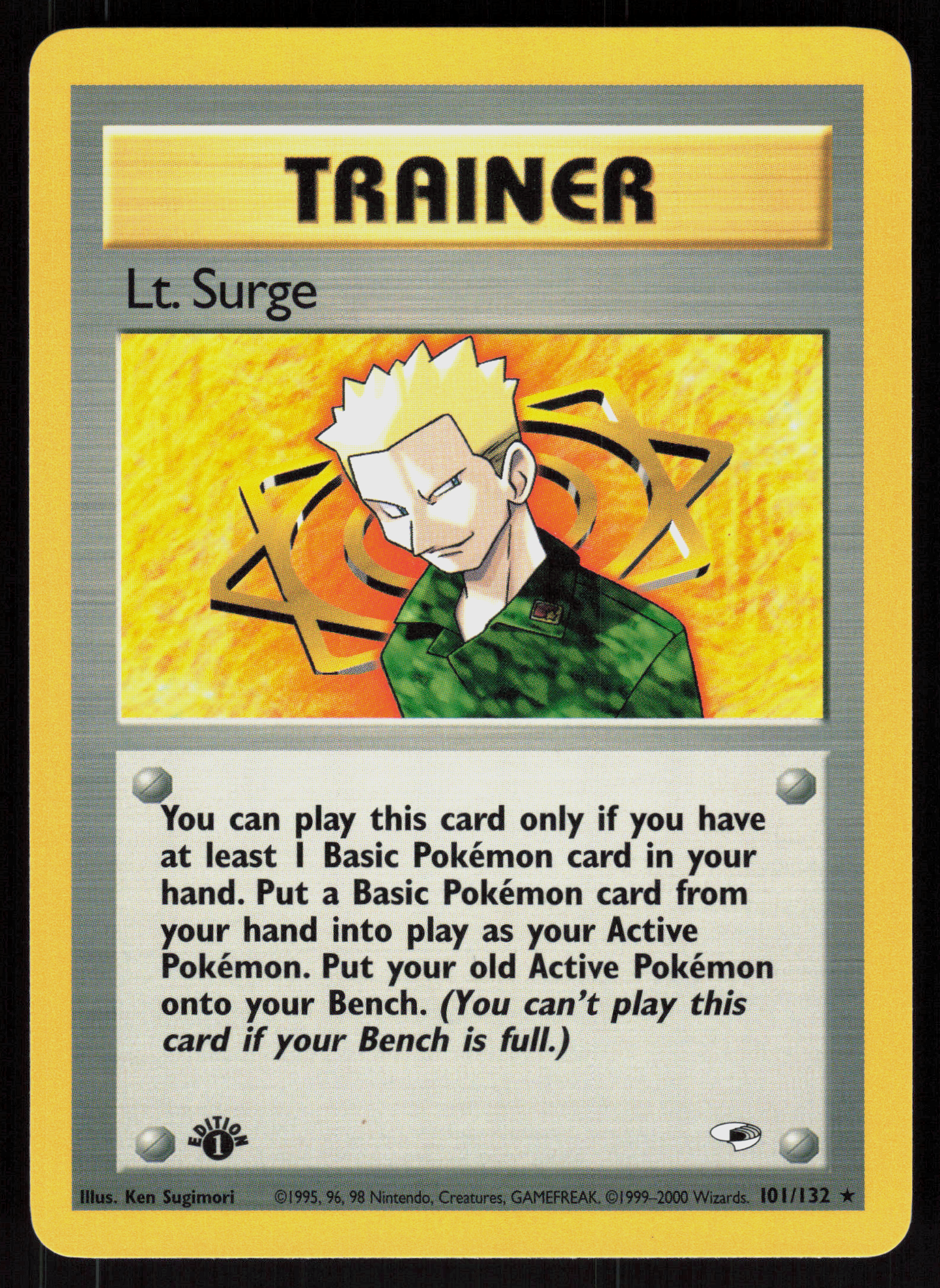 Pokemon Lt. Surge 101/132 Gym Heroes Rare 1st Edition Near Mint