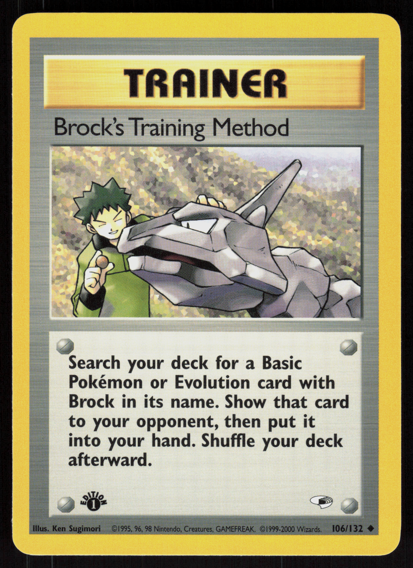 Pokemon Brock's Training Method 106/132 Gym Heroes Uncommon 1st Edition NM