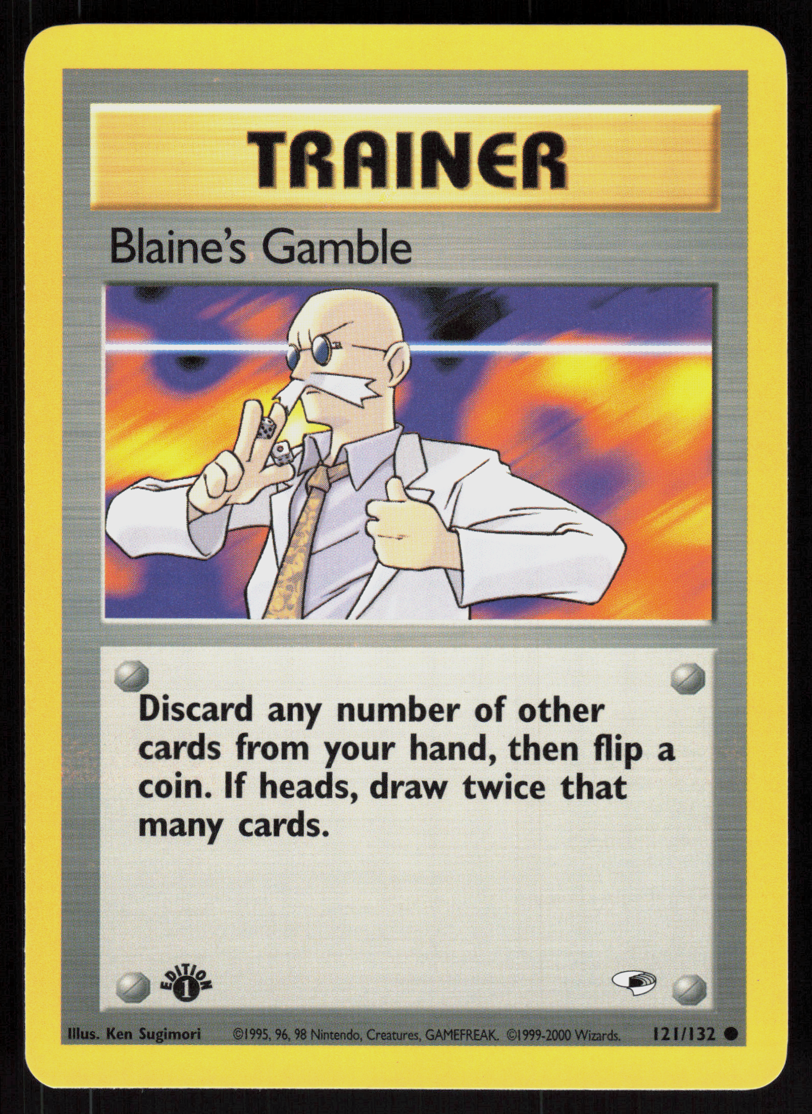 Pokemon Blaine's Gamble 121/132 Gym Heroes Common 1st Edition Near Mint