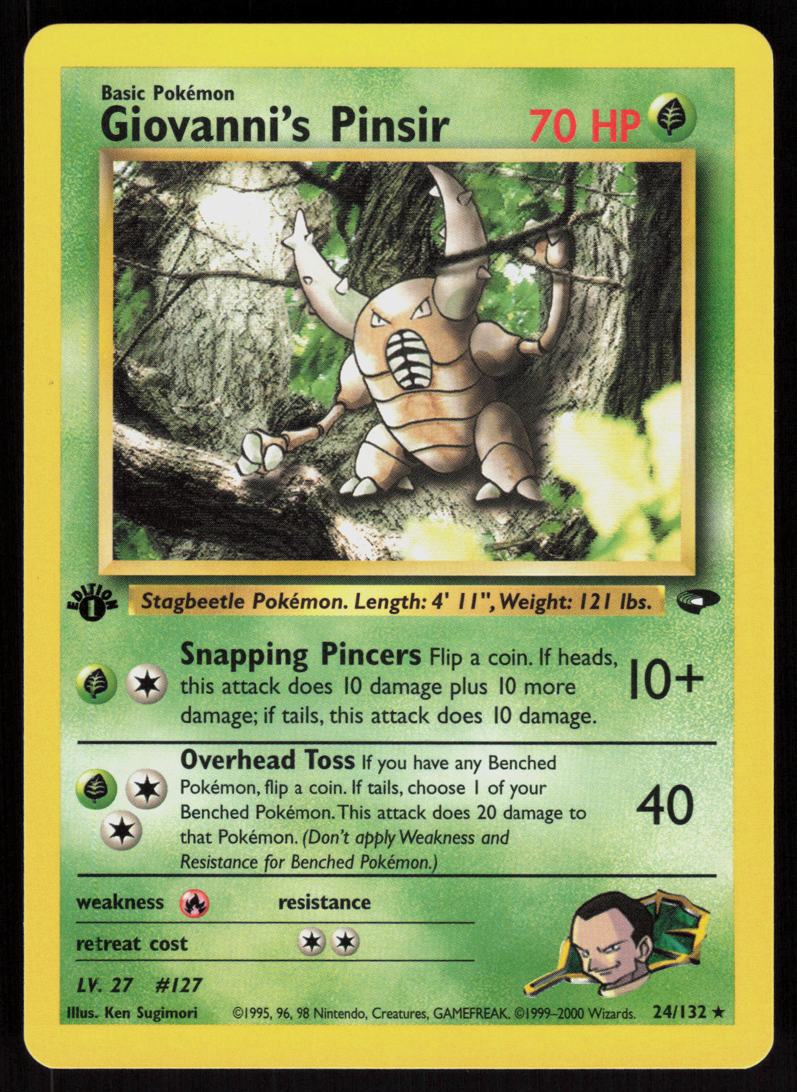 Pokemon Giovanni's Pinsir 24/132 Gym Challenge Rare 1st Edition Near Mint