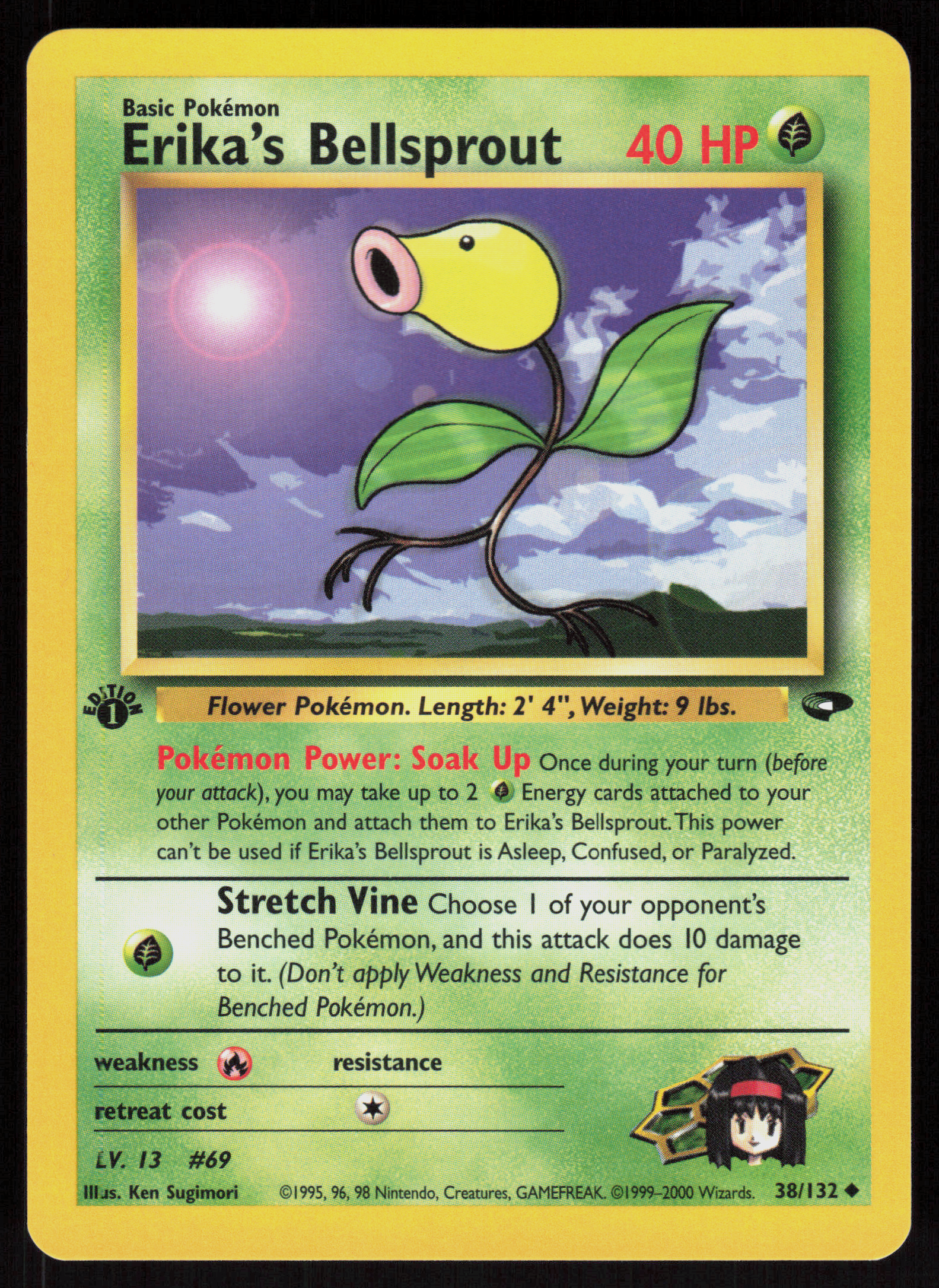 Pokemon Erika's Bellsprout 38/132 Gym Challenge Uncommon 1st Edition Near Mint