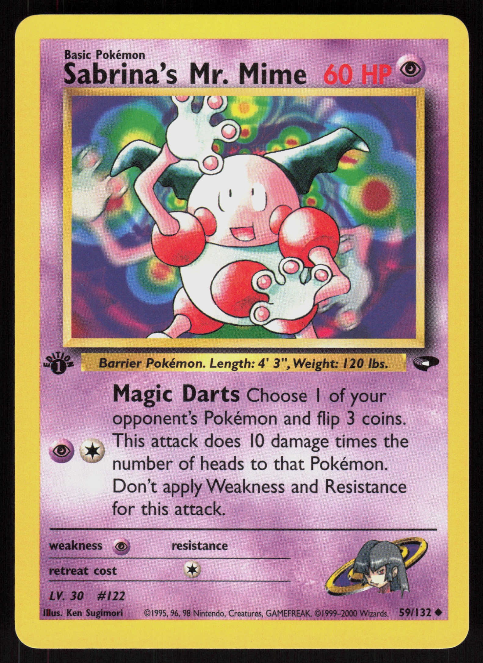 Pokemon Sabrina's Mr. Mime 59/132 Gym Challenge Uncommon 1st Edition Near Mint