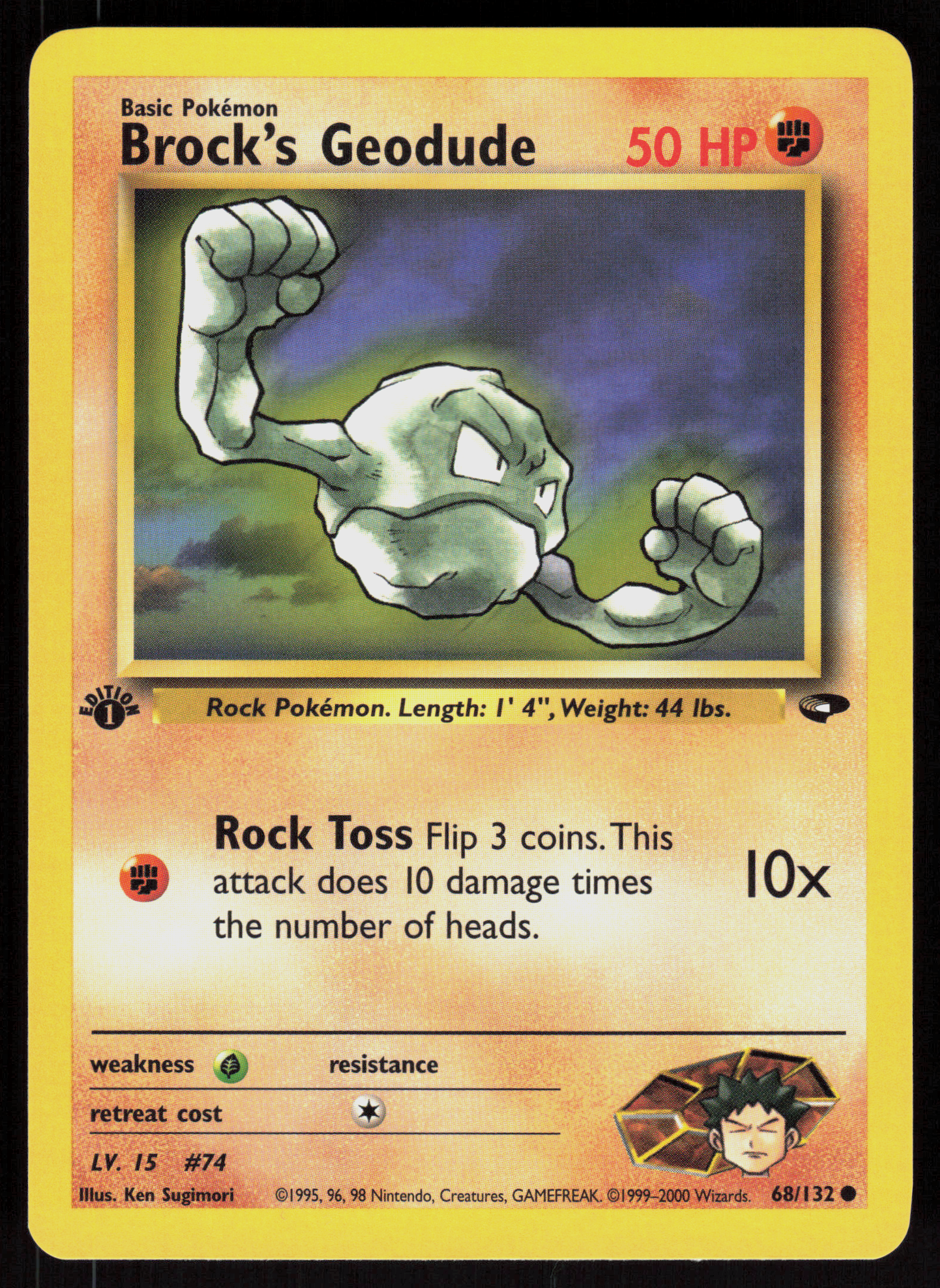 Pokemon Brock's Geodude 68/132 Gym Challenge Common 1st Edition Near Mint