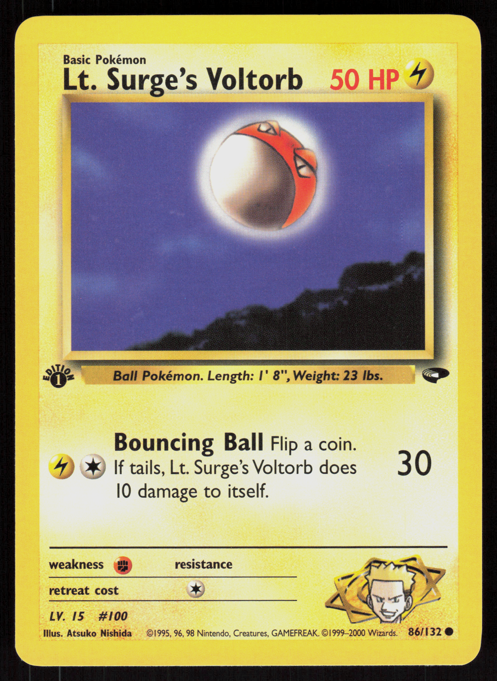 Pokemon Lt. Surge's Voltorb 86/132 Gym Challenge Common 1st Edition Near Mint