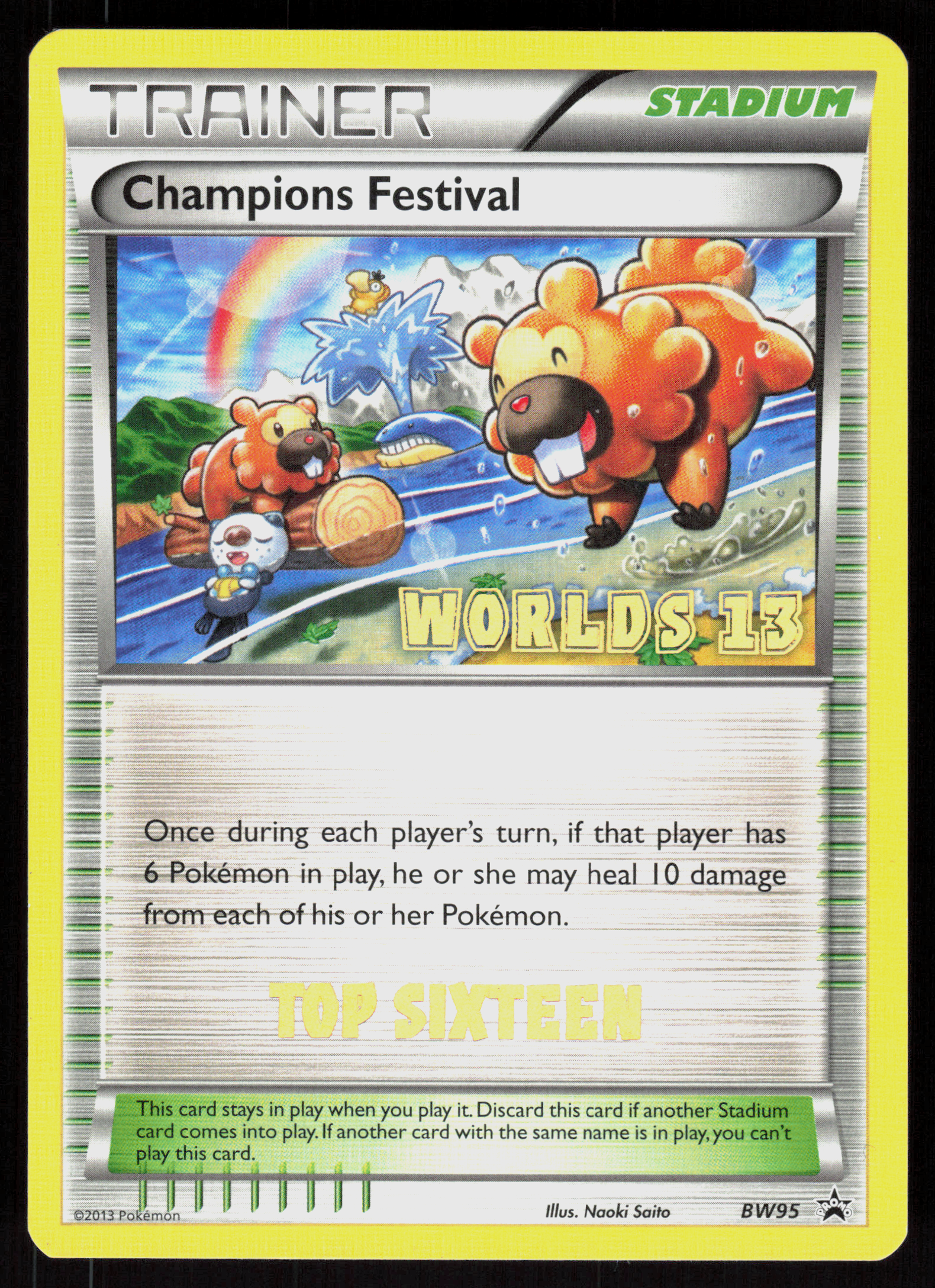 Pokemon 2013 ENGLISH TOP 16 STAMP Champions Festival BW95 Promo Lightly Played