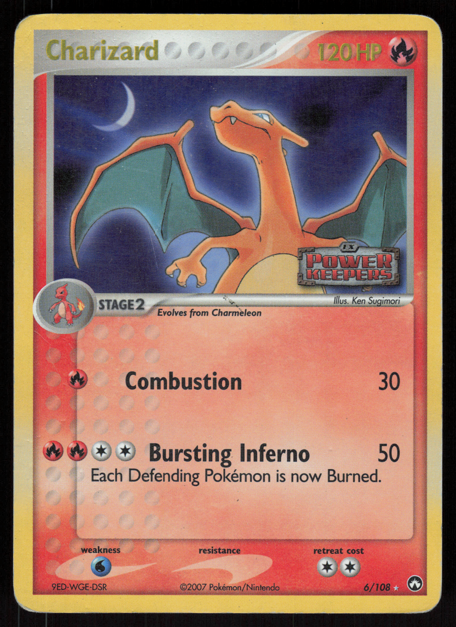 Charizard 6/108 Rare Power Keepers Pokemon Reverse Holo Heavily Played - Dented