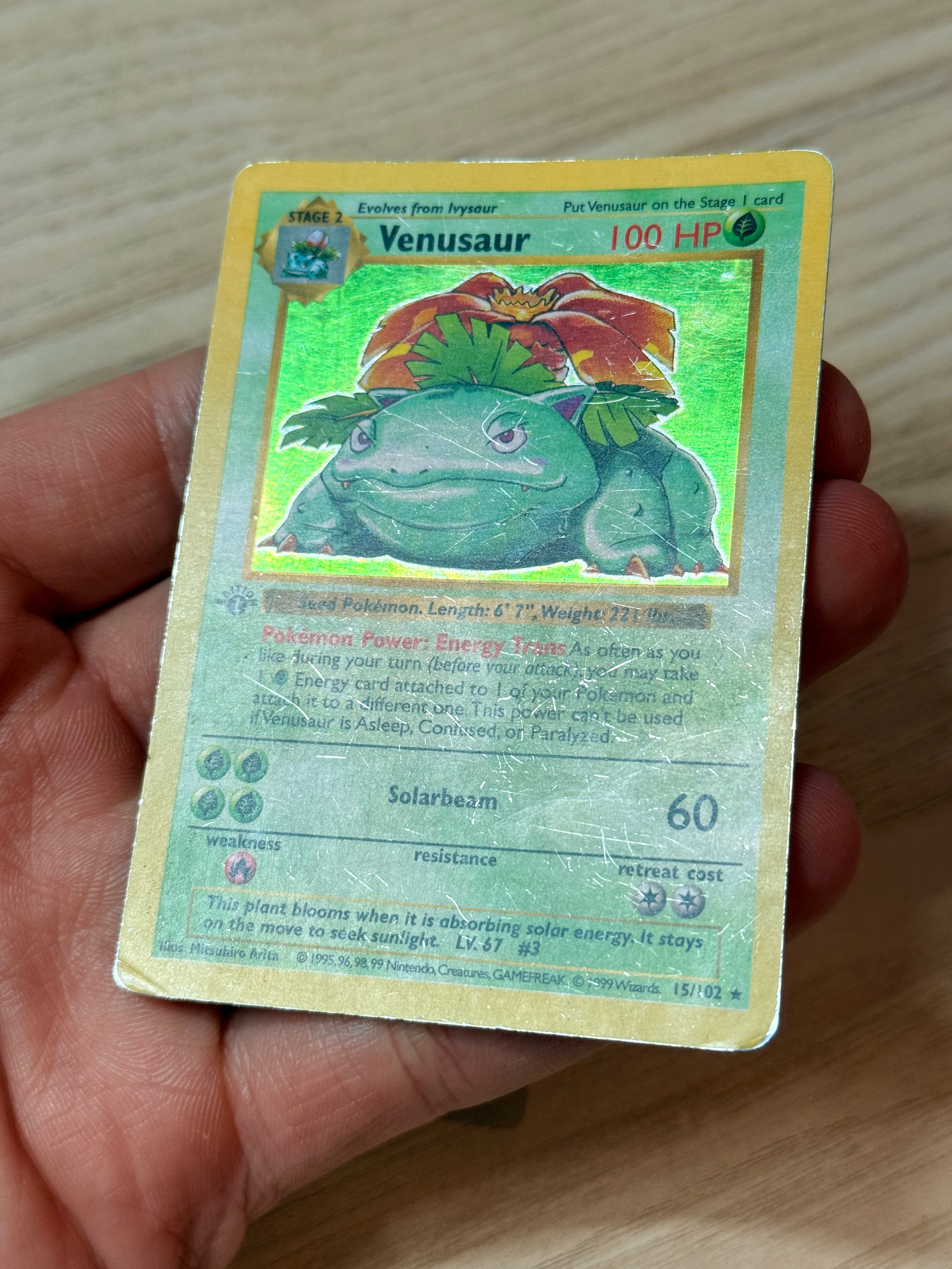 Pokemon Venusaur 15/102 Base Set Holo 1st Edition Heavily Played - Dent / Crease / Mark
