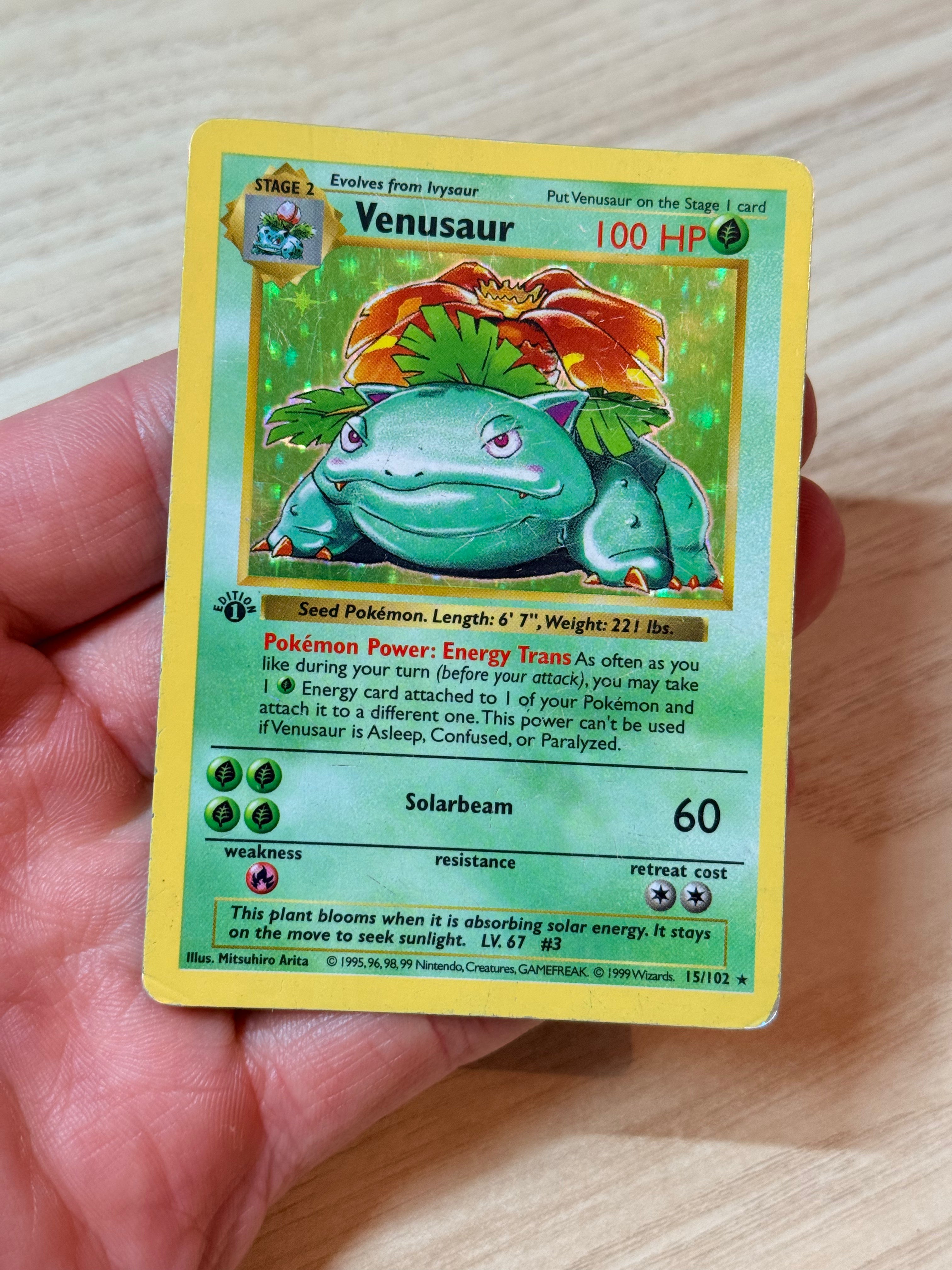 Pokemon Venusaur 15/102 Base Set Holo 1st Edition Heavily Played - Dent / Crease / Mark
