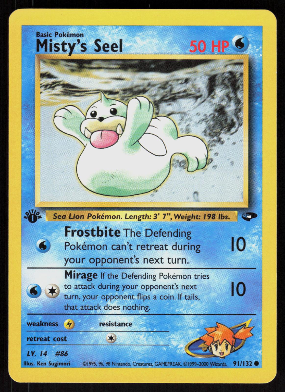 Pokemon Misty's Seel 91/132 Gym Challenge Common 1st Edition Near Mint